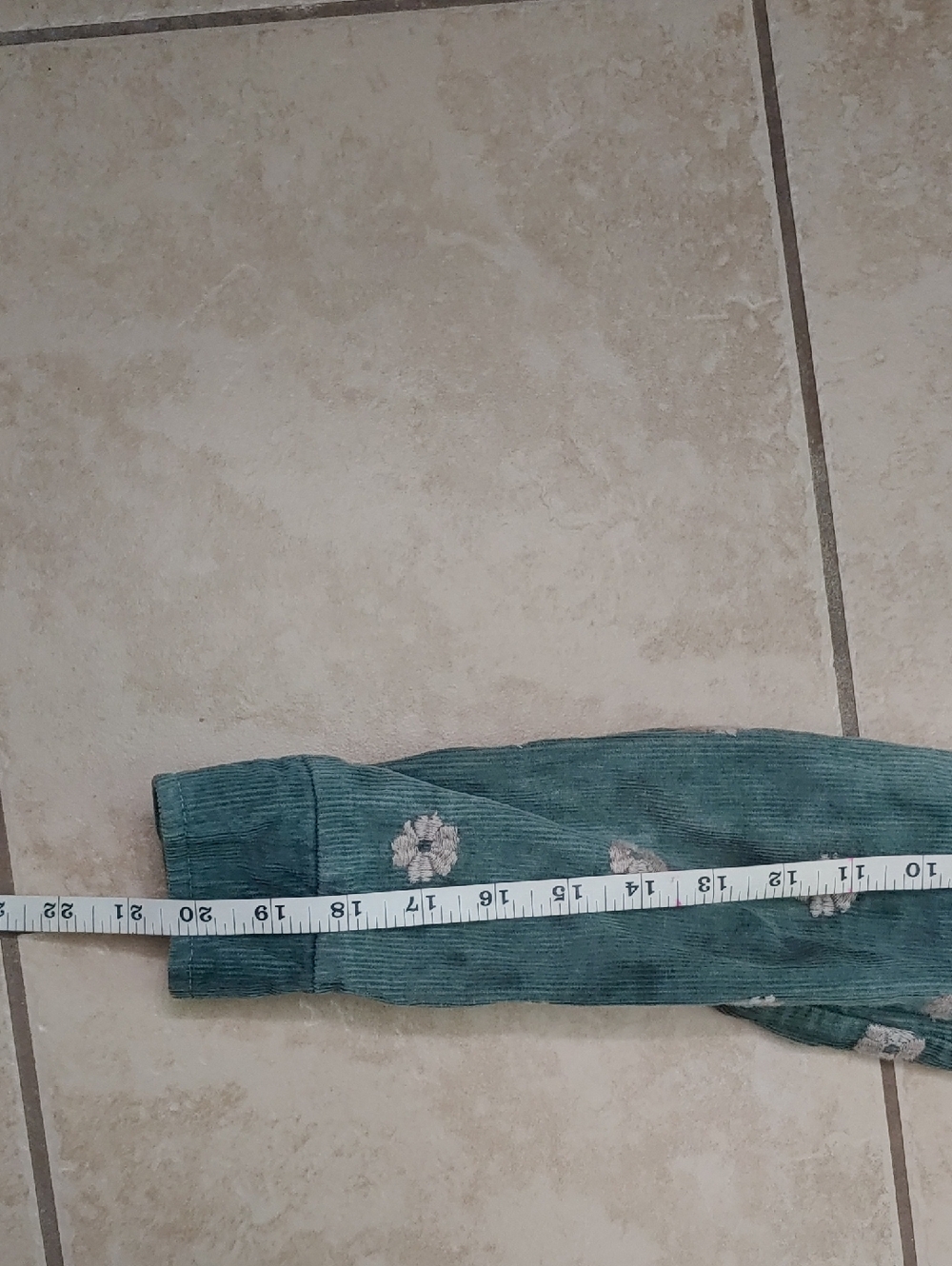Vintage Floral Embroidered Button Front Shirt Teal Corduroy Women Emanon Size XS - Picture 7 of 8